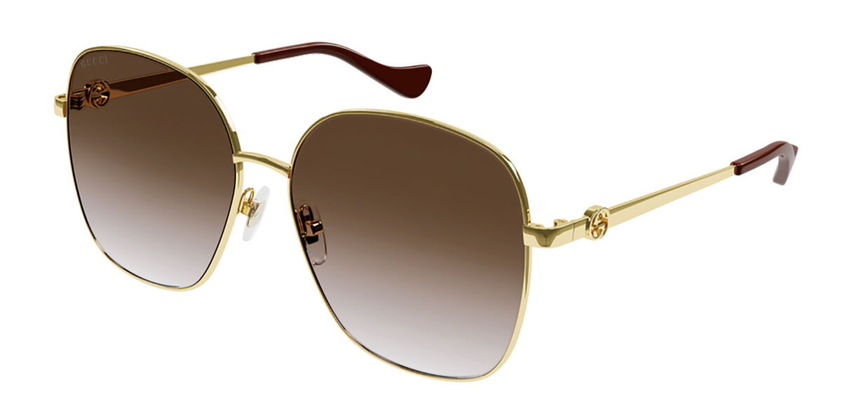 Gucci GG1089SA Asian Fit 002 Square Shiny Gold Sunglasses 